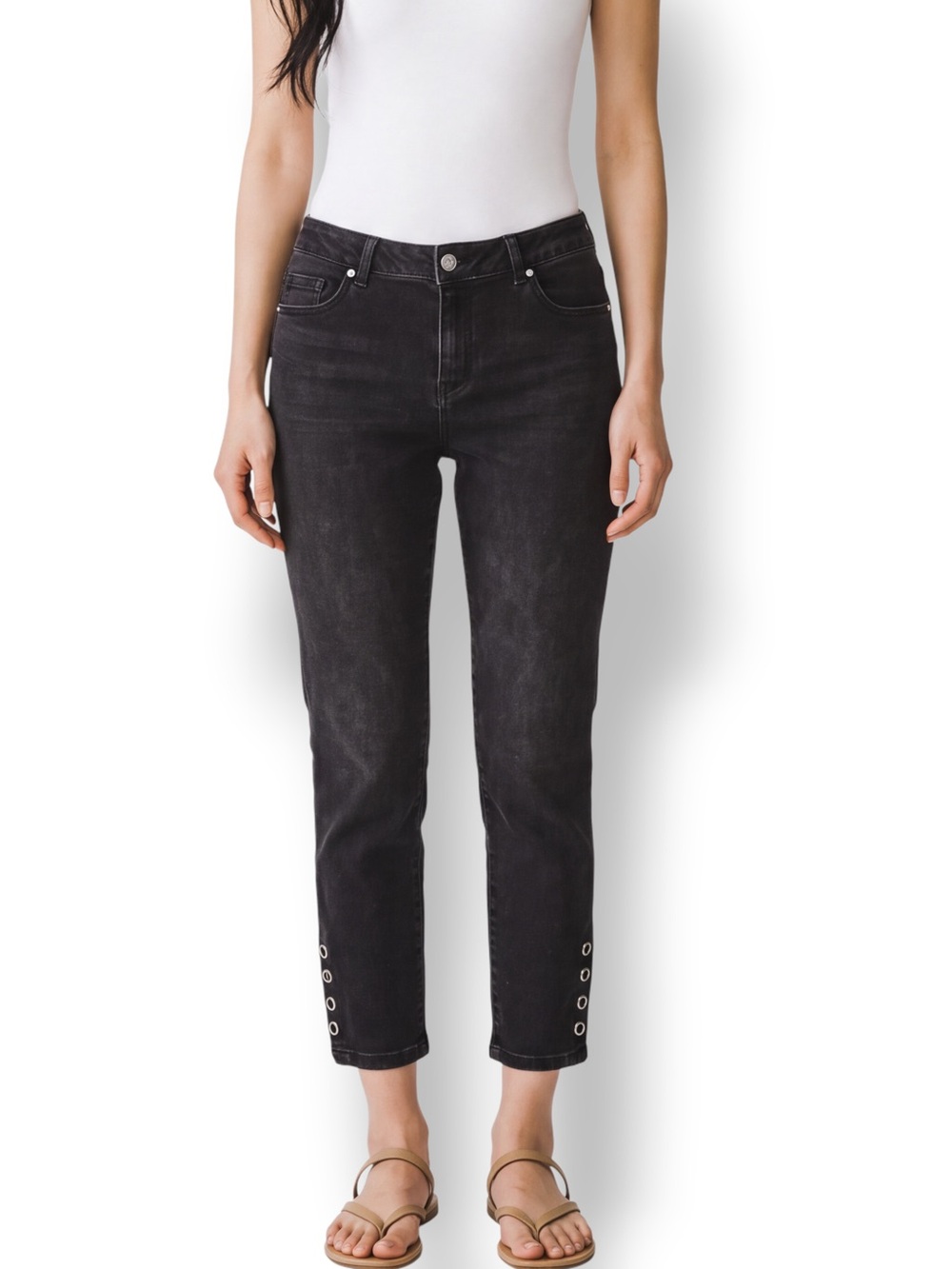 4/$20 d.jeans Black Grommet Hem Skinny Ankle Jeans Size 12